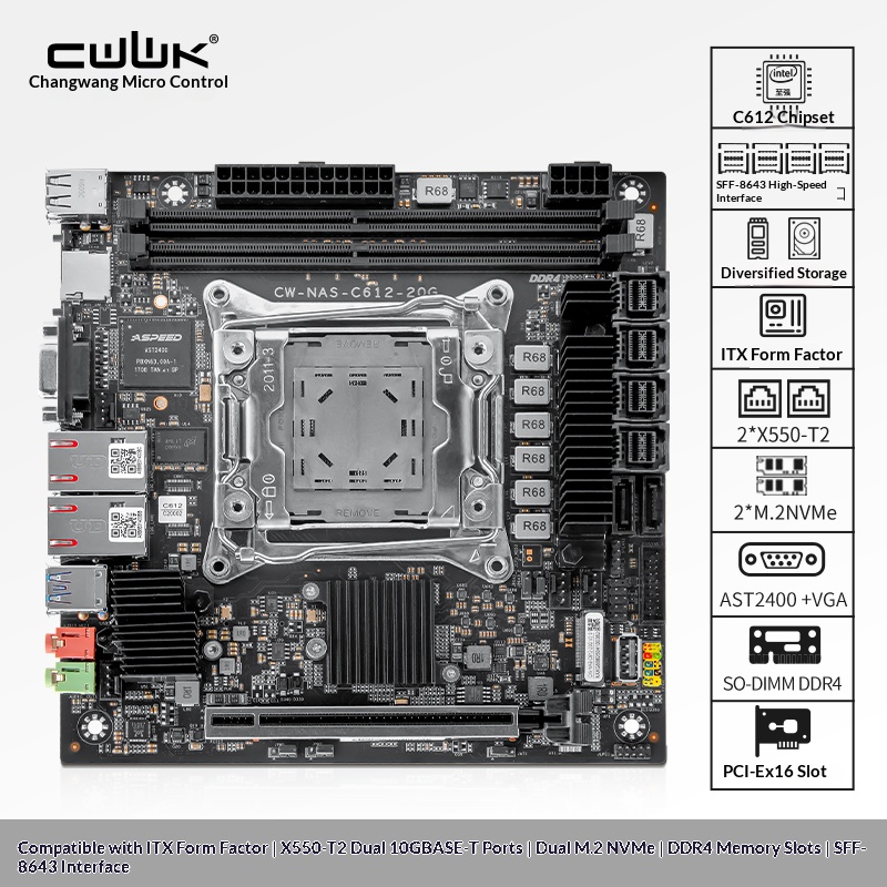 Placa base C612 LGA 2011-3 Xeo - Nas Motherboard 8 Sata Mini Itx reseña y precio